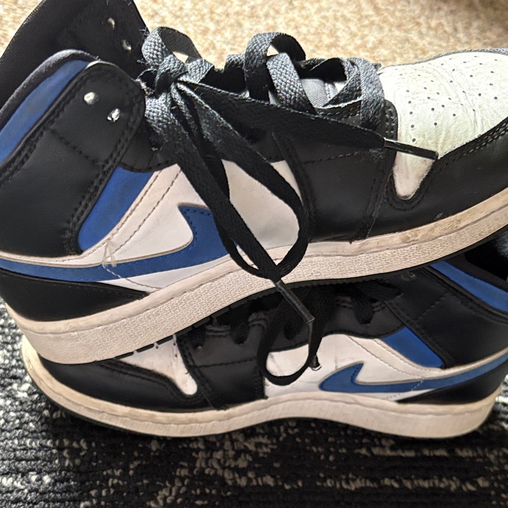 Kids Black, White & Blue High-Top Sneakers
